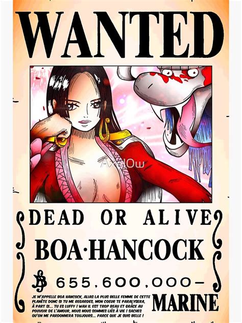 Wanted Poster Shichibukai Boa Hancock 655 Million Berrys One Piece Canvas Print For Sale