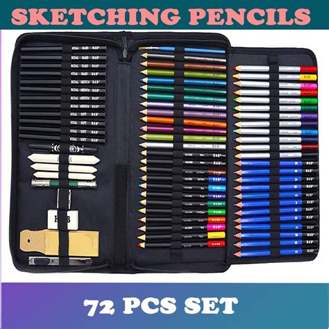 72pcs Drawing Pencils Set Sketching Pencil Set Graphite Etsy