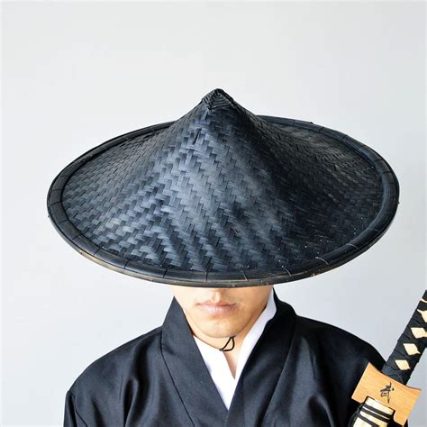 Volcanic Cone Black Bamboo Hat Samurai Hat Cosplay Asian Hat Etsy