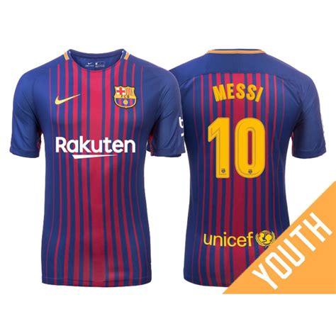 Youth 201718 Lionel Messi 10 Barcelona Blue Red Stripes Home Jersey