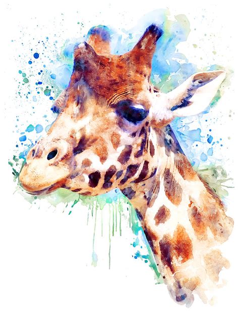 Giraffe Watercolor Portrait Painting By Marian Voicu Fine Art America