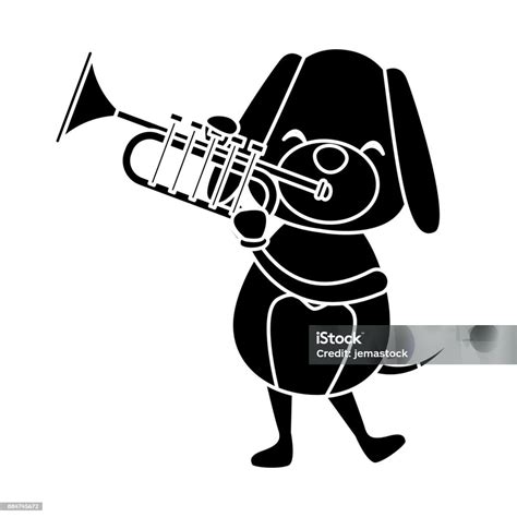Ilustración De Perro Con Dibujos Animados De La Trompeta Y Más Vectores