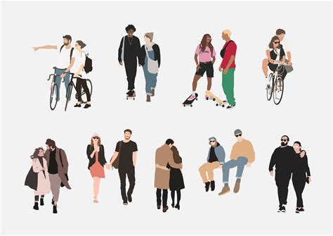 9 Flat Vector People Illustrations Couple Etsy