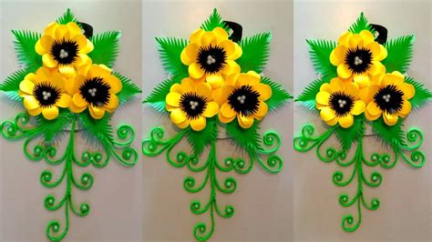 How To Make Wall Hanging Flower At Home Easy Diy Easy Wall Hanging