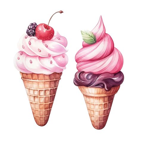 Watercolor Dessert Sweet Clip Art Element Cute Ice Cream Ice Cream