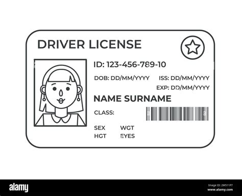 Drivers License A Plastic Identity Card Vector Outline Illustration
