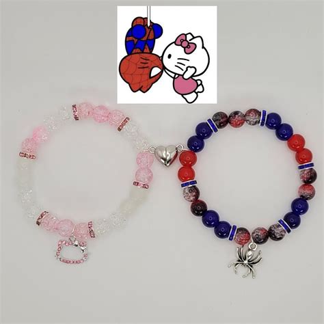 Hello kitty spiderman matching couple bracelets, friendship bracelets, couple bracelets