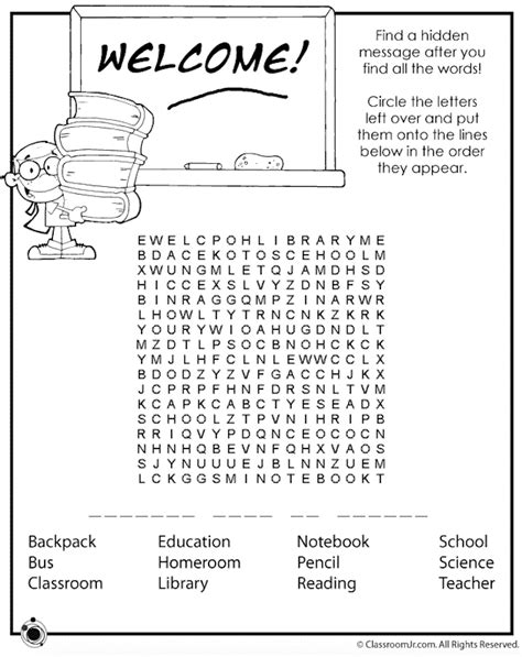 The page create a simple crossword puzzle, but you can make it as difficult as you like. 7 FREE Printable Back to School Word Searches