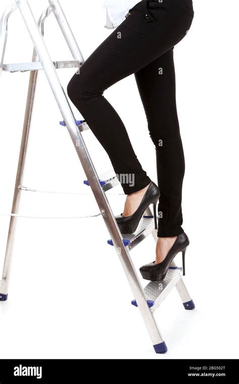woman climbing on ladder cut out stock images and pictures alamy