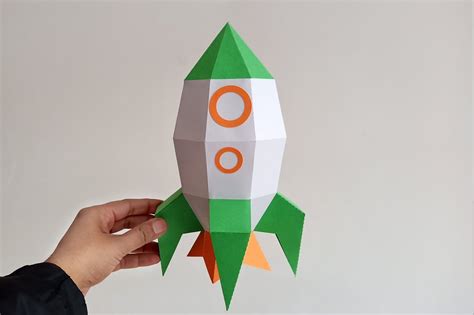 Diy Rocket 3d Papercraft Creative Templates Creative Market