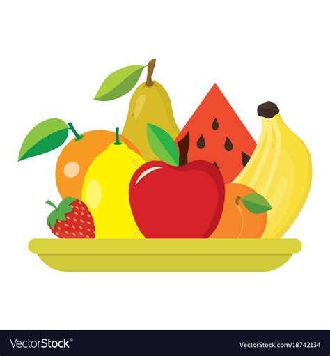 Plate With Fruits Royalty Free Vector Image Vectorstock