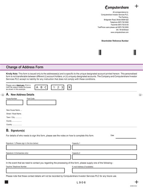 Computershare Change Of Address Form Fill Online Printable Fillable