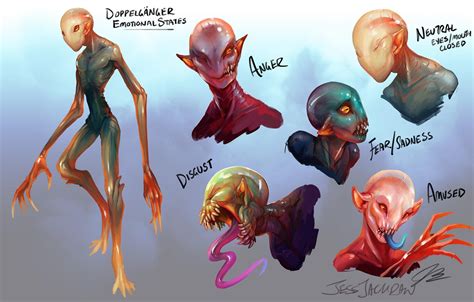 An Image Of Some Strange Looking Alien Creatures In Different Poses And