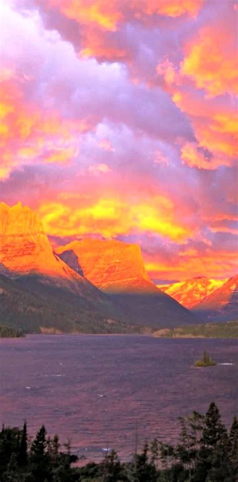 Dramatic Sunrise Blanketing St Mary Lake In Glacier National Park