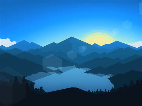 Desktop Wallpaper Forest Mountains Sunset Cool Weather Minimalism