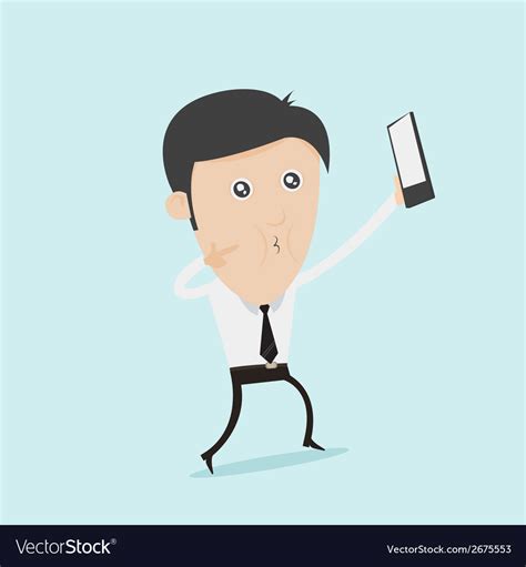 Selfie Cartoon Taking Self Portrait Photo Vector Image