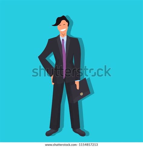 Businessman Holding Suitcase Successful Team Leader Stock Vector