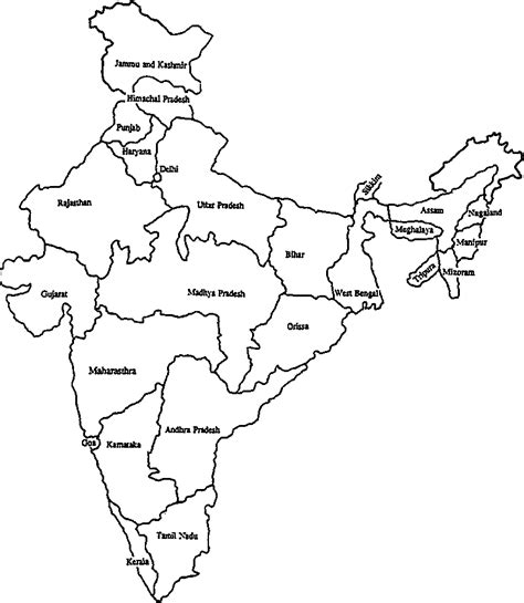 Blank Political Map Of India Printable Editable Blank Calendar