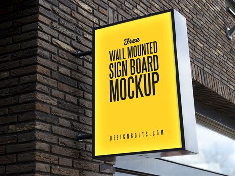 Free Wall Mounted Backlit Shop Sign Board Mockup Psd Good Mockups