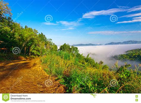 Sea Of Fog Among The Namprao Valleyphraethailand Stock Photo