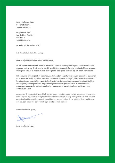 Sollicitatiebrief voorbeeld in word & pdf. Sollicitatiebrief