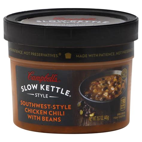 Southwest white bean chicken chili. Campbell's Slow Kettle Style Southwest Style Chipotle ...