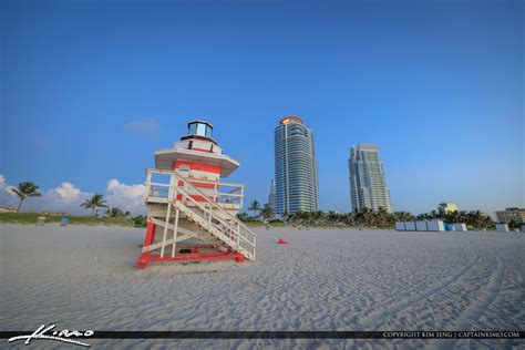 South Pointe Park Beach Miami Florida Sunrise Royal Stock Photo