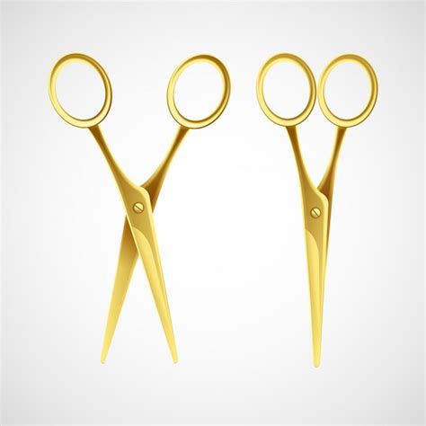 Premium Vector Gold Scissors Isolated In White Background Illustration
