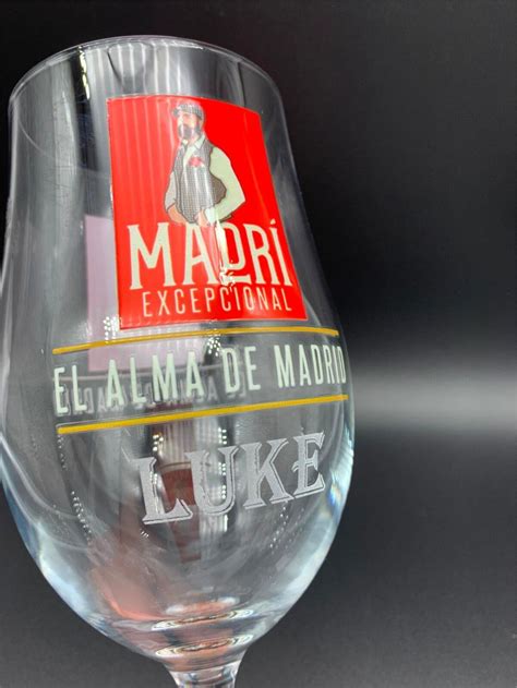 Personalised Madri Lager 1 Pint Glass Chalice 20oz Nucleated Engraved T Box Ebay