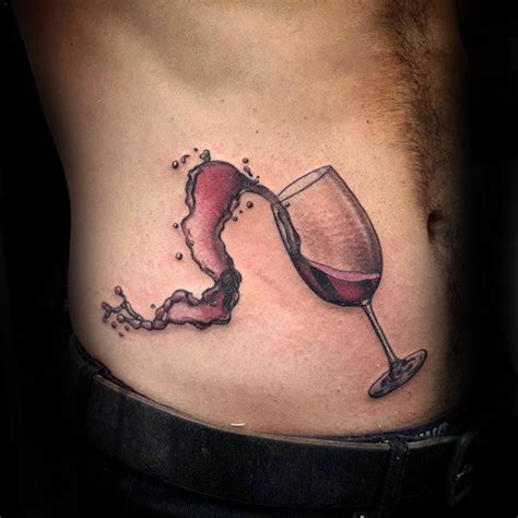 Rib Cage Side Watercolor Glass Masculine Wine Tattoos For Men Wine Tattoo Wine Glass Tattoo