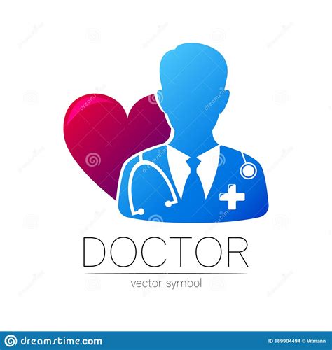 Doctor Vector Logotype In Blue And Violet Color Silhouette Medical