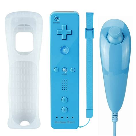 Nunchuck Nunchuk Controller And Remote Built In Motion Plus Combo Set Bundle Light Blue