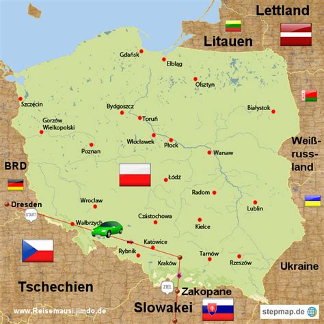 Rzeczpospolita polska republik polen flagge wappen amtssprache polnisch hauptstadt warschau (warszawa) staatsform parlamentarische republik staatsoberhaupt staatspräsident lech kaczyński verstorben am 10. StepMap - Polen - Landkarte für Polen