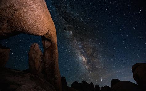 Rock Stone Night Galaxy Milky Way Stars Hd Naturaleza Noche