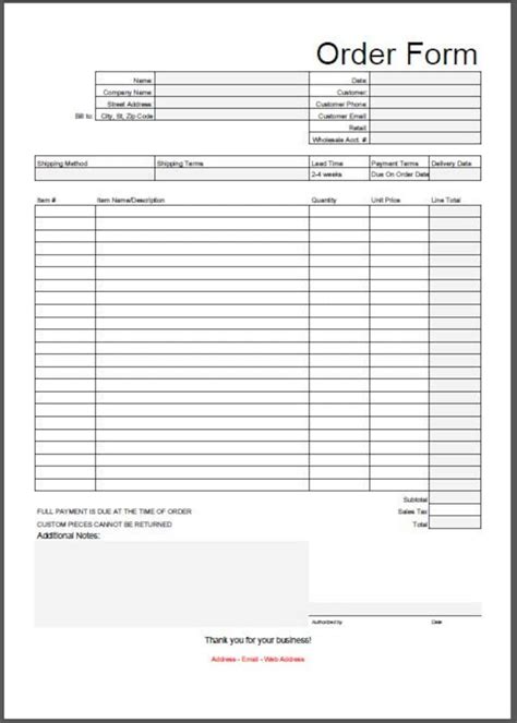 Order Form Template Editable Instant Download Printable Etsy Australia