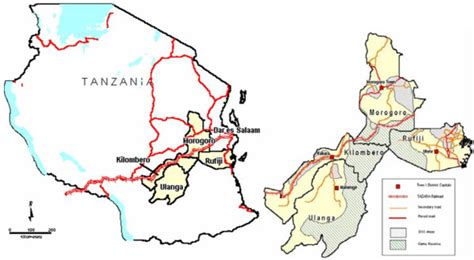 Map Of Tanzania Showing Study Sites Morogoro Rural Rufiji Ulanga And