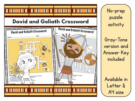 David And Goliath Crossword Puzzle Printable Made By Teachers