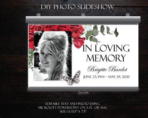 Diy Memorial Photo Slideshow Powerpoint Red Roses Etsy In 2020