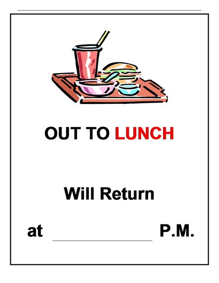 Outtolunchsignsprintable Out To Lunch Lunch Printable Sign