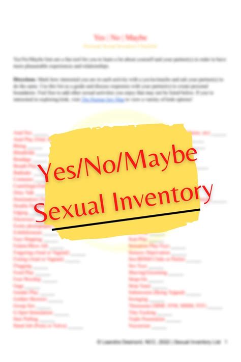 Yesnomaybe Sexual And Kink Inventory Improve Your Etsy Uk