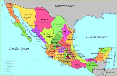 Mexico Map Gulf Of Mexico Yucatan Chihuahua Cities Gulf Of