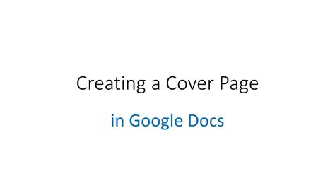 Make A Cover Page In Google Docs YouTube