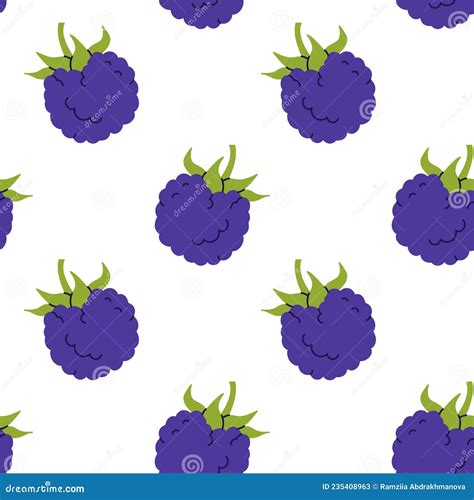 Blueberry Seamless Pattern Hand Drawn Vector Illustration Stock Vector