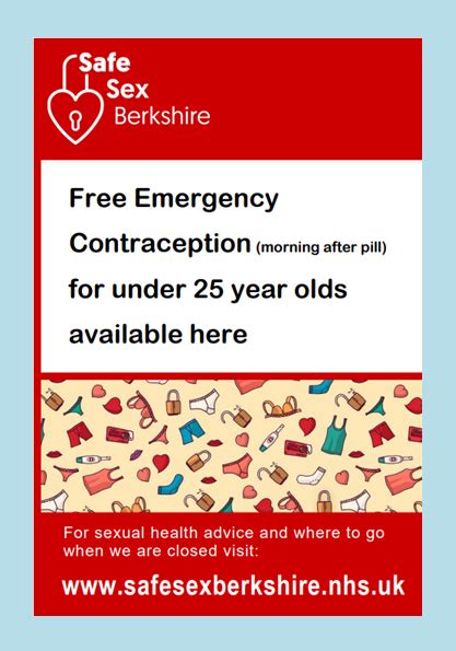 Safe Sex Berkshire Pharmacy Free Ehc Poster Health Resource Berkshire