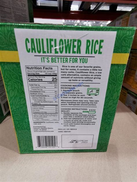 This cauliflower rice pilaf recipe is an excellent replacement for traditional rice pilaf. Costco-1311309-Earthly-Choice-Cauliflower-Rice-chart ...