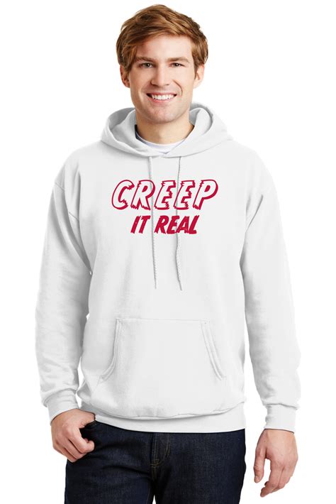 Image Of Creep It Real White Hoodie With Red Print Horror Clothes