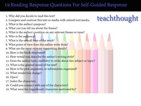 We did not find results for: 19 Reading Response Questions That Work With Most Texts