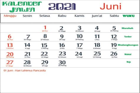 Kalender Jawa Januari 2021 Lengkap Wuku Depp My Fav