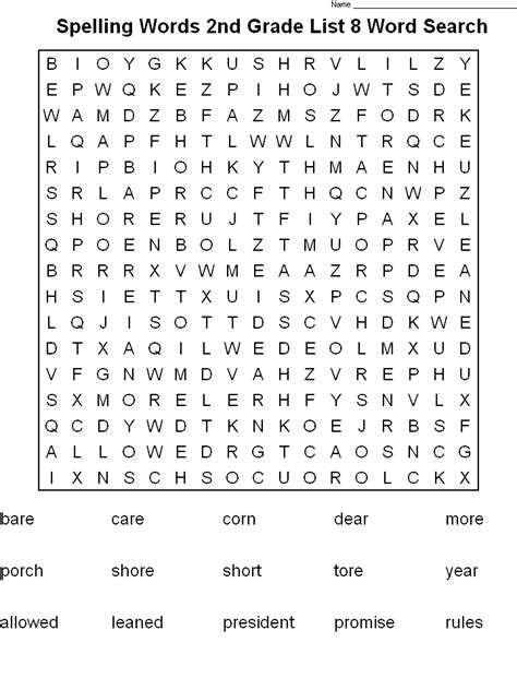 2nd Grade Word Search - Best Coloring Pages For Kids