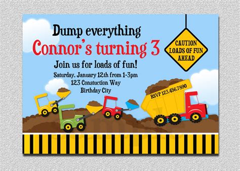 Free Printable Dump Truck Birthday Party Invitations Free Printable
